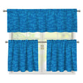 Blue Knitted Pattern Print 3 Piece Kitchen Curtains