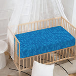 Blue Knitted Pattern Print Baby Crib Sheet
