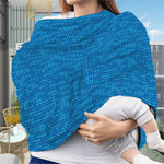 Blue Knitted Pattern Print Baby Seat Cover