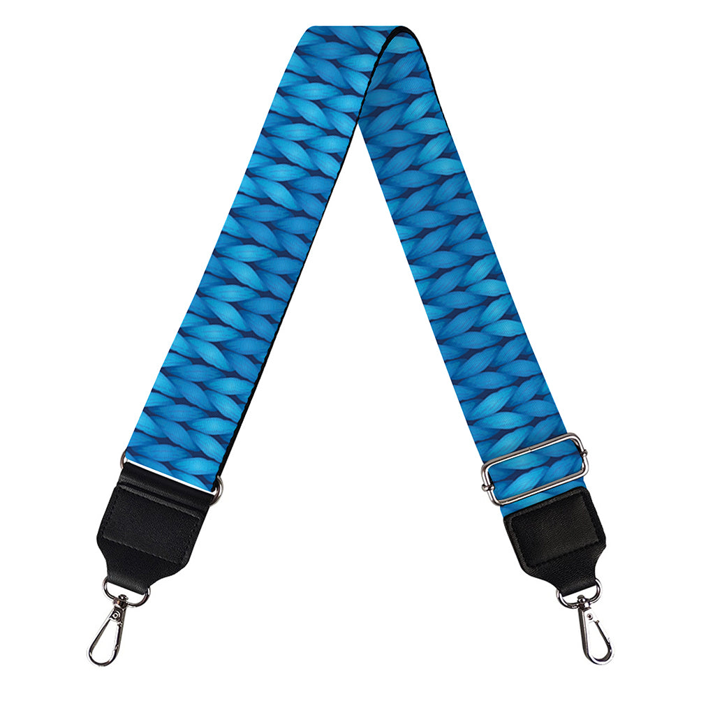 Blue Knitted Pattern Print Bag Strap
