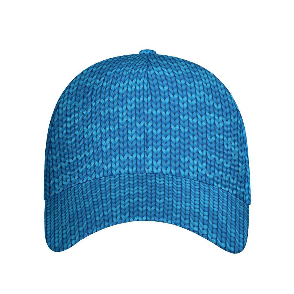 Blue Knitted Pattern Print Baseball Cap