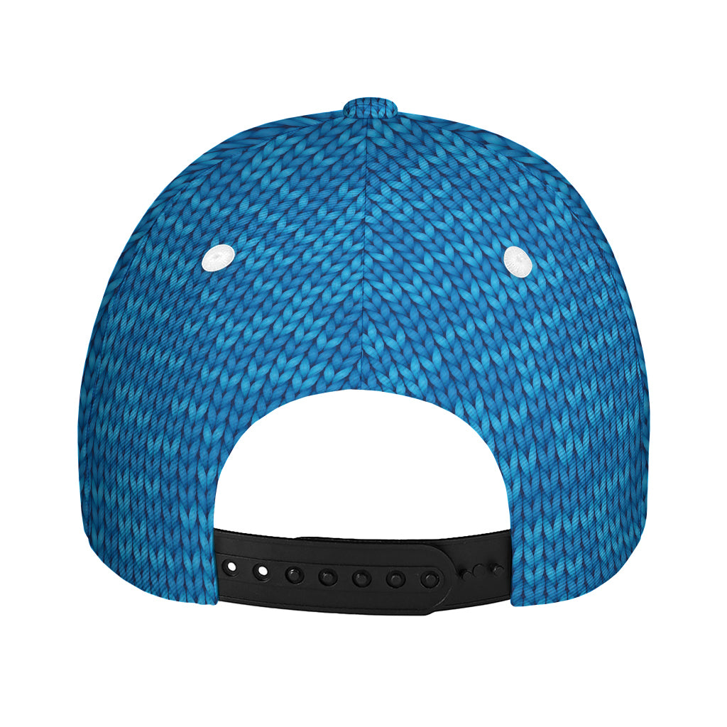 Blue Knitted Pattern Print Baseball Cap