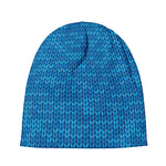 Blue Knitted Pattern Print Beanie