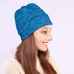 Blue Knitted Pattern Print Beanie