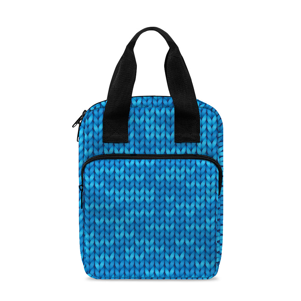 Blue Knitted Pattern Print Bible Tote Bag