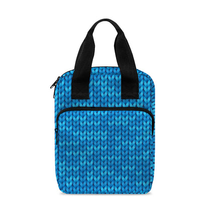 Blue Knitted Pattern Print Bible Tote Bag