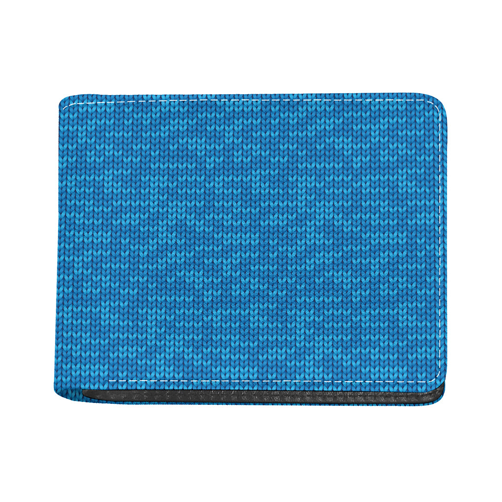 Blue Knitted Pattern Print Bifold Wallet