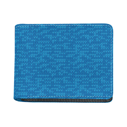 Blue Knitted Pattern Print Bifold Wallet
