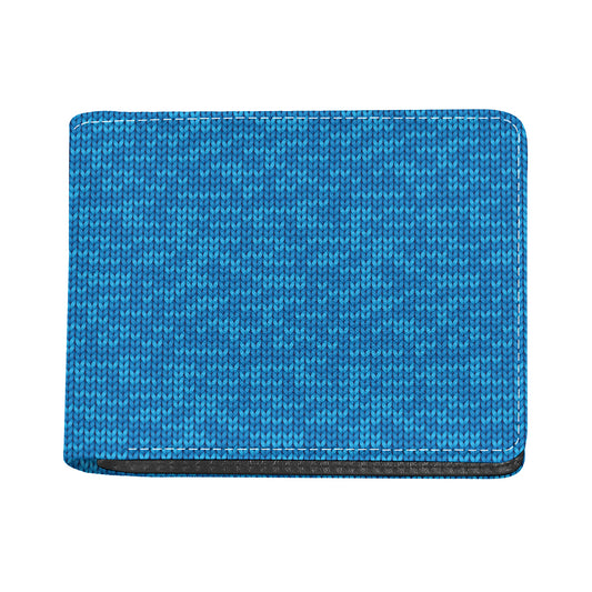 Blue Knitted Pattern Print Bifold Wallet