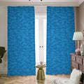 Blue Knitted Pattern Print Dimout Pencil Pleat Curtains