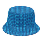 Blue Knitted Pattern Print Bucket Hat