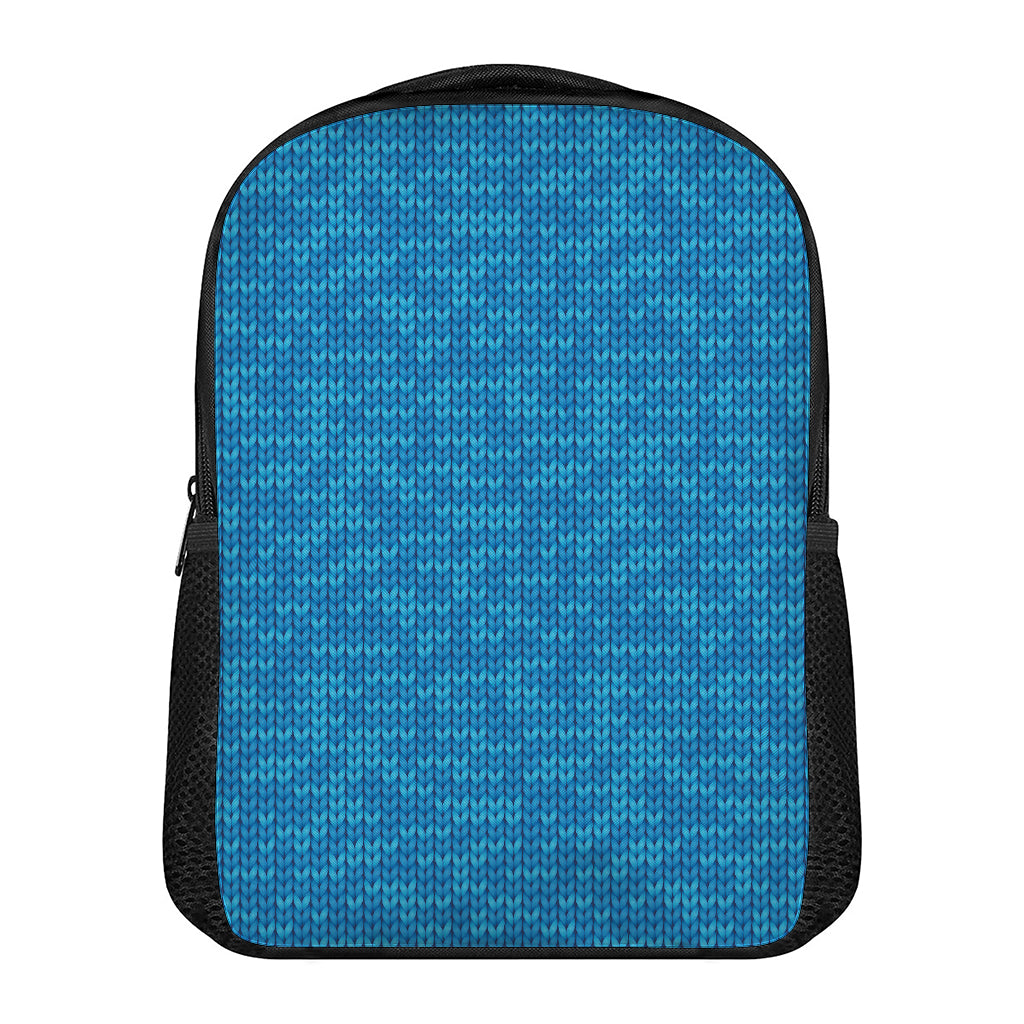 Blue Knitted Pattern Print Casual Backpack