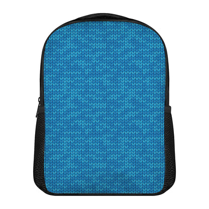 Blue Knitted Pattern Print Casual Backpack