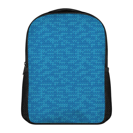 Blue Knitted Pattern Print Casual Backpack