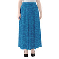 Blue Knitted Pattern Print Chiffon Maxi Skirt