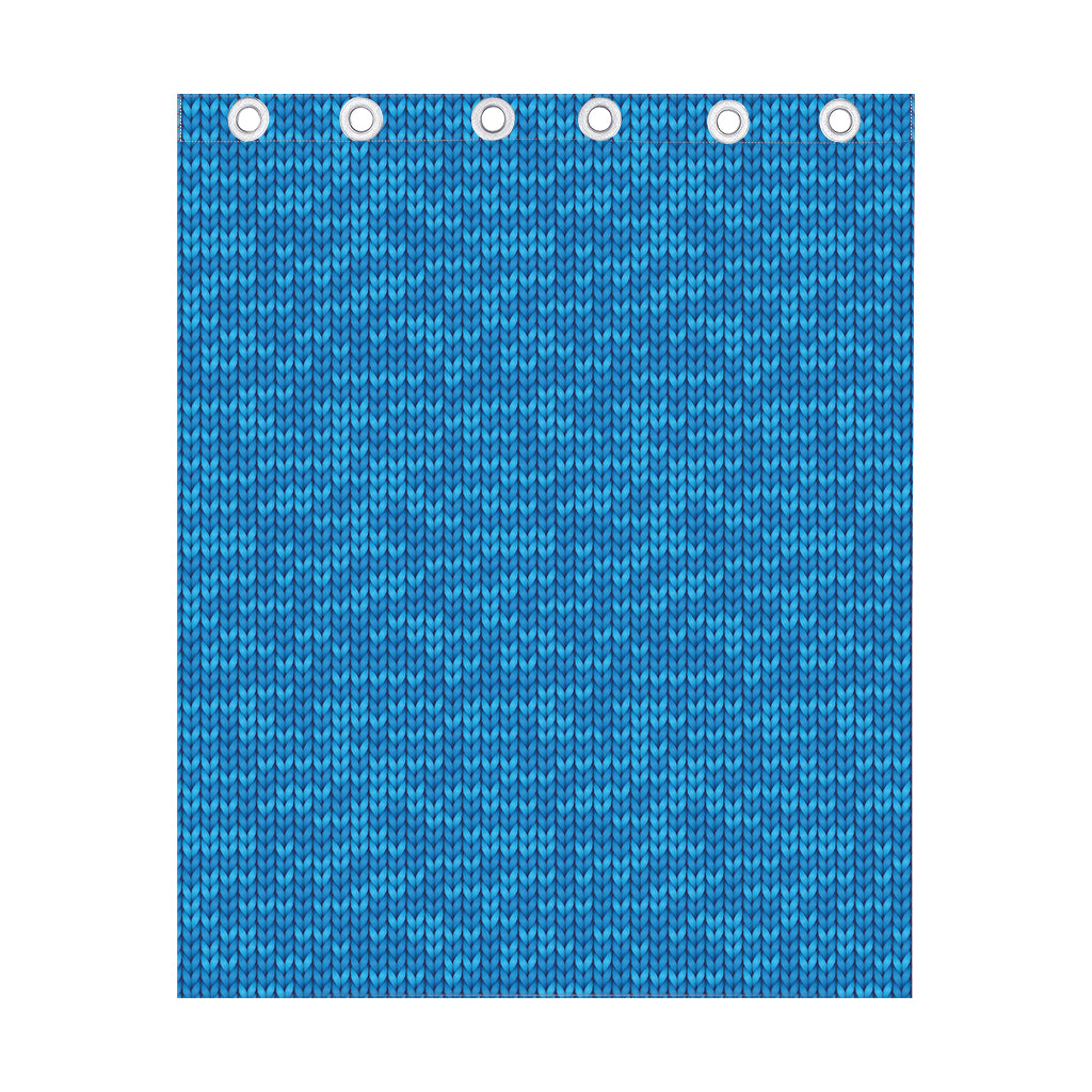 Blue Knitted Pattern Print Curtain