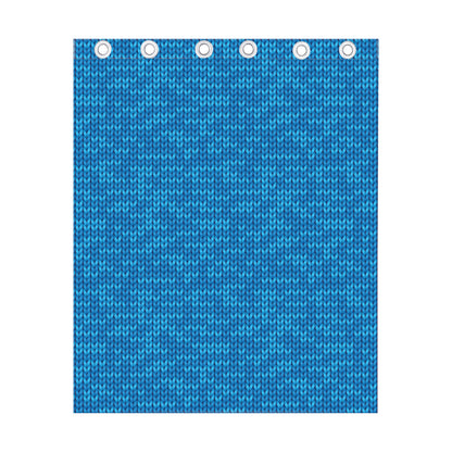Blue Knitted Pattern Print Curtain