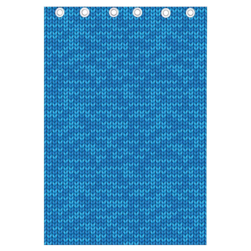 Blue Knitted Pattern Print Curtain