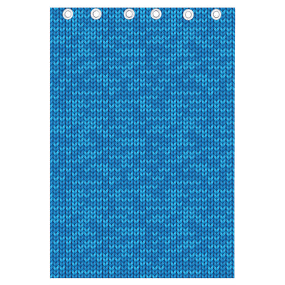 Blue Knitted Pattern Print Curtain