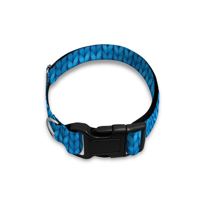 Blue Knitted Pattern Print Dog Collar
