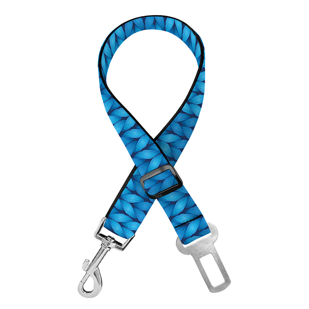 Blue Knitted Pattern Print Dog Seat Belt
