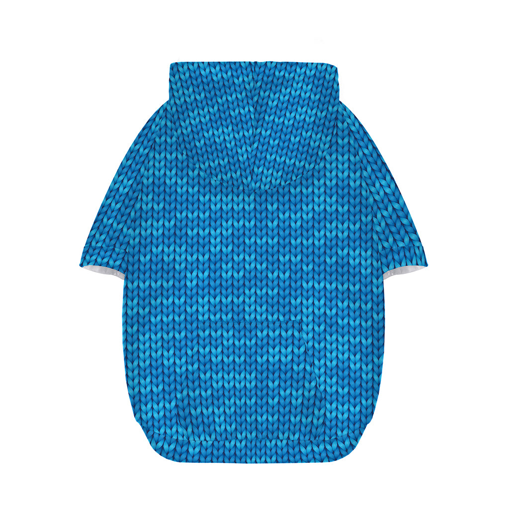 Blue Knitted Pattern Print Dog Zip Up Hoodie