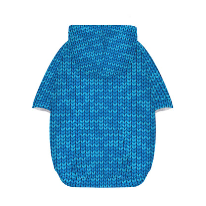 Blue Knitted Pattern Print Dog Zip Up Hoodie