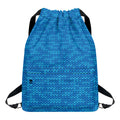 Blue Knitted Pattern Print Drawstring Backpack
