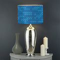 Blue Knitted Pattern Print Drum Lamp Shade