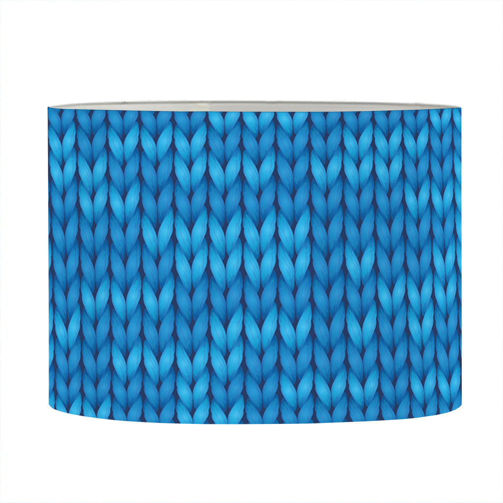 Blue Knitted Pattern Print Drum Lamp Shade