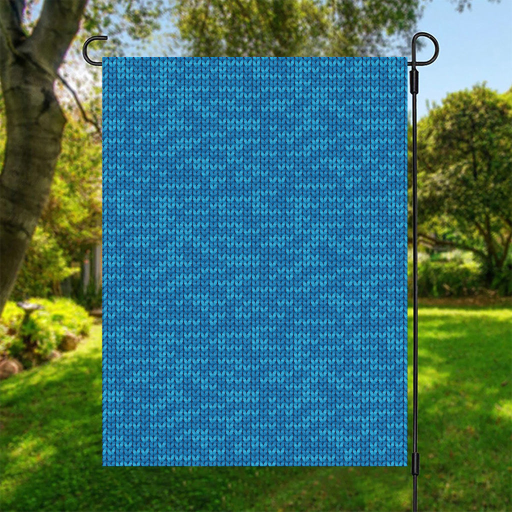 Blue Knitted Pattern Print Garden Flag
