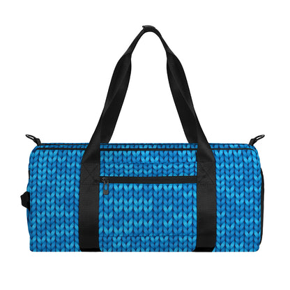Blue Knitted Pattern Print Gym Bag