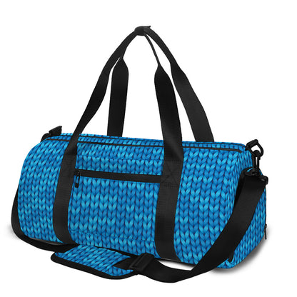 Blue Knitted Pattern Print Gym Bag