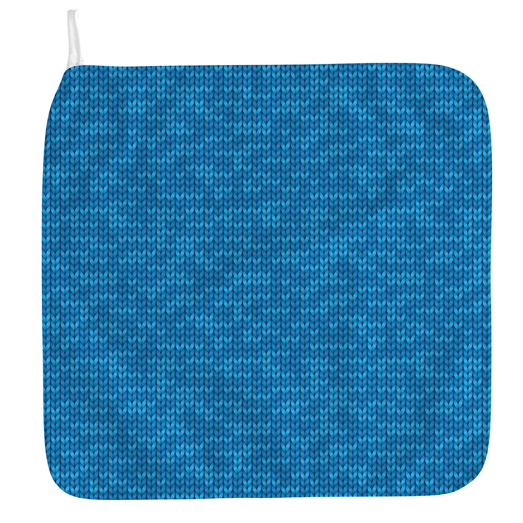 Blue Knitted Pattern Print Hand Towel