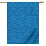 Blue Knitted Pattern Print House Flag