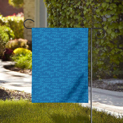 Blue Knitted Pattern Print House Flag