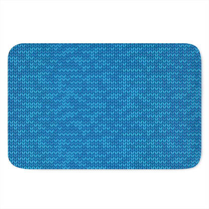 Blue Knitted Pattern Print Indoor Door Mat