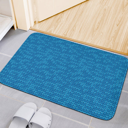 Blue Knitted Pattern Print Indoor Door Mat