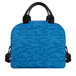 Blue Knitted Pattern Print Insulated Lunch Bag