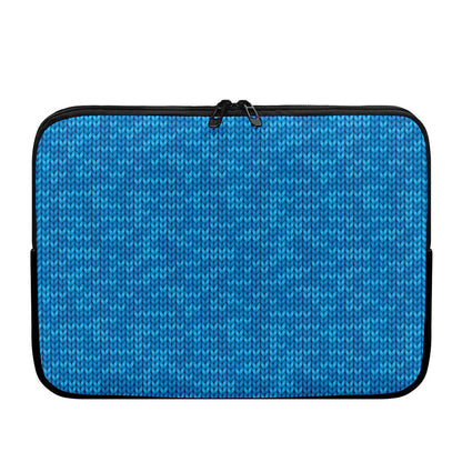 Blue Knitted Pattern Print Laptop Sleeve