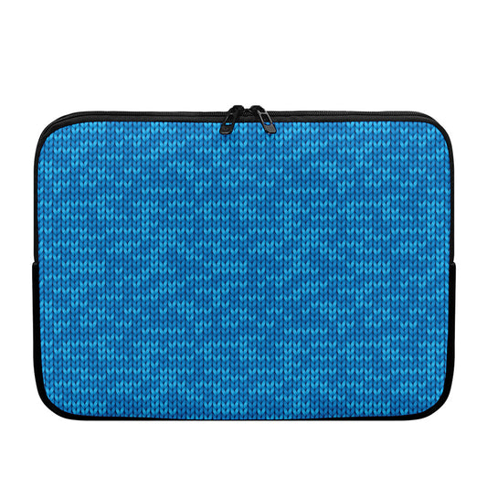 Blue Knitted Pattern Print Laptop Sleeve