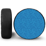 Blue Knitted Pattern Print Leather Spare Tire Cover