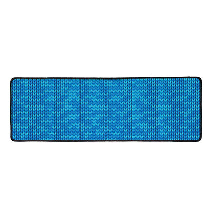 Blue Knitted Pattern Print Long Kitchen Mat