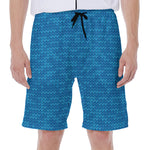 Blue Knitted Pattern Print Men's Beach Shorts