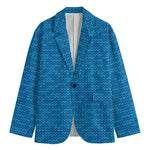 Blue Knitted Pattern Print Men's Blazer