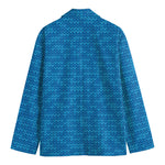 Blue Knitted Pattern Print Men's Blazer