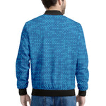 Blue Knitted Pattern Print Men's Bomber Jacket