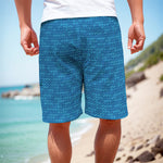 Blue Knitted Pattern Print Men's Cargo Shorts