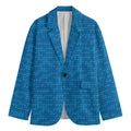 Blue Knitted Pattern Print Men's Cotton Blazer