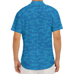 Blue Knitted Pattern Print Men's Deep V-Neck Shirt